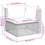 vidaXL Garten-Sofagarnitur, 5-teilig, schwarz, Poly Rattan, mit Kissen. Detailaufnahme der Maße.