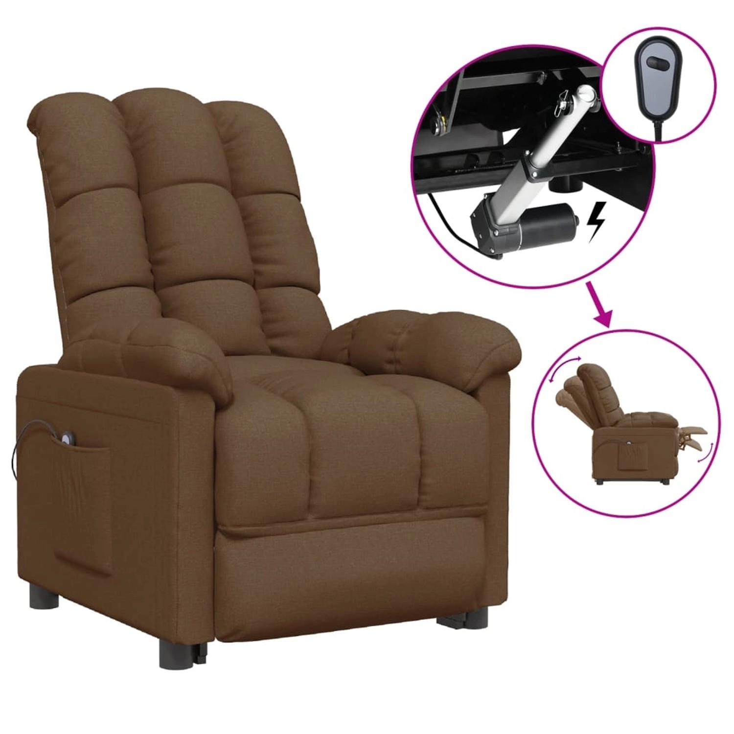 vidaXL Relaxsessel Elektrisch Braun Stoff 3073752 günstig online kaufen