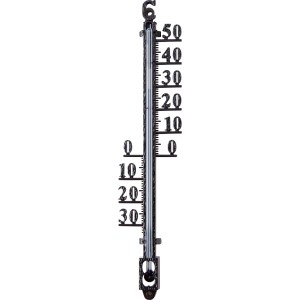 Filigranes Universal-Thermometer für Innen- und Außenbereich, zeigt Temperaturen von -30°C bis +50°C an.