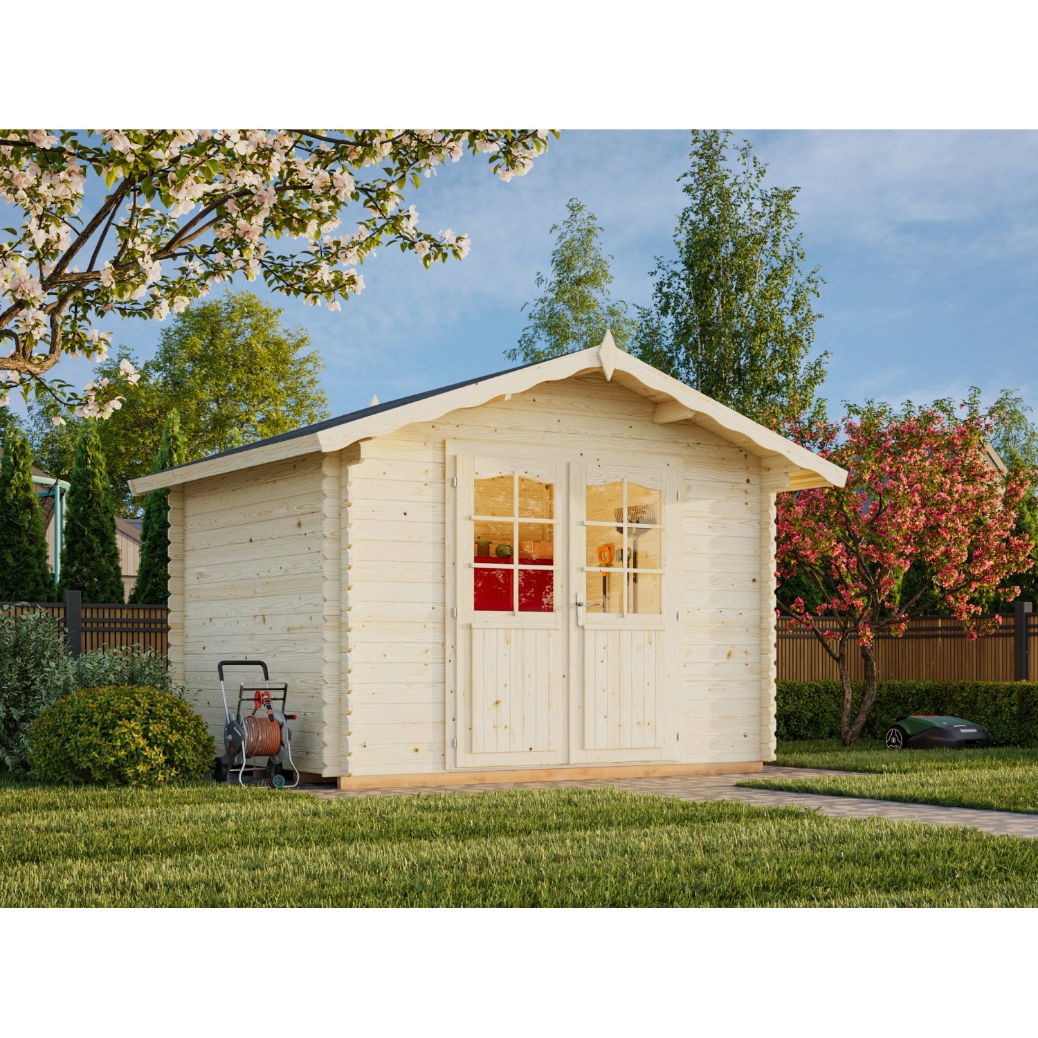Palmako Gartenhaus Vivian 300 x 240 cm Lackiert Dunkelgrau-Weiß FSC® günstig online kaufen