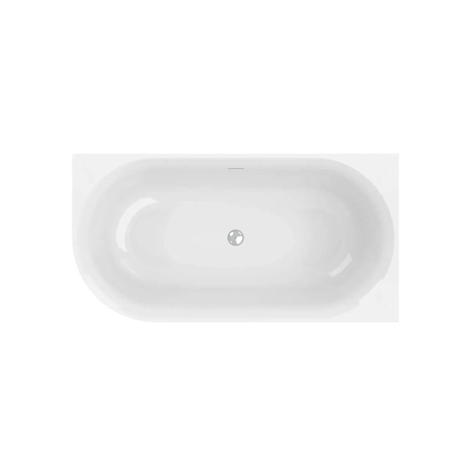 Weiße Ottofond Eckbadewanne Mince Corner XS Links, 155x80 cm, Draufsicht.