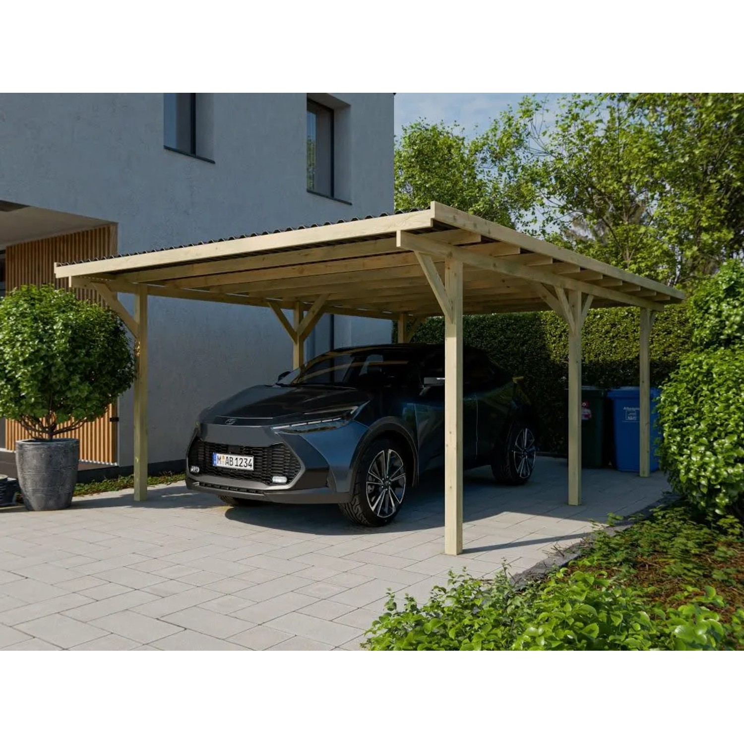 Woodtex Holz-Einzelcarport 400 x 500 cm Nadelholz