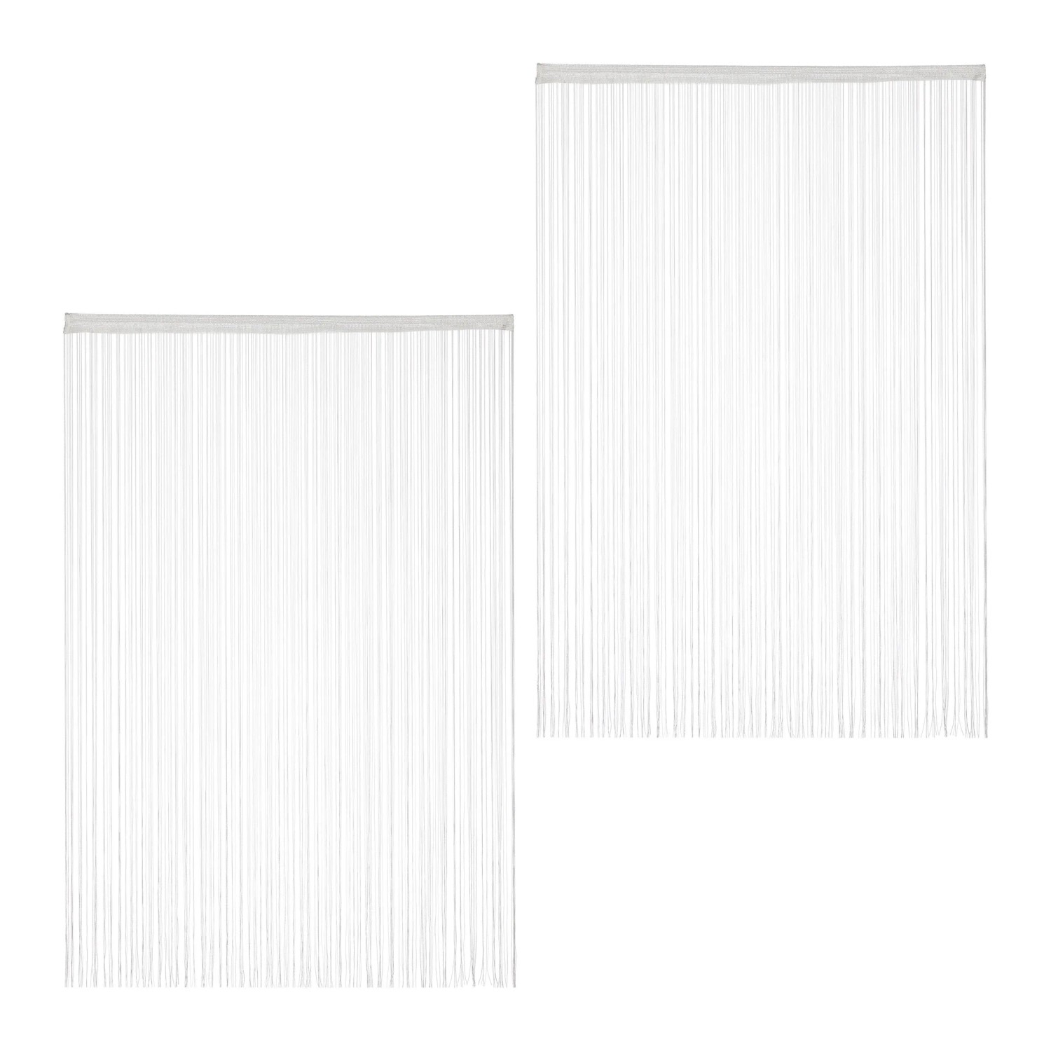 Relaxdays Fadenvorhang Polyester Weiß Kürzbar mit Tunnelzug 2er Pack 145 cm x 245 cm
