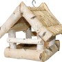 Vogelfutterhaus aus Birke mit Strohdach, 19x19 cm, zum Aufhängen.