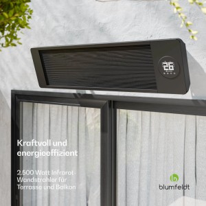 Blumfeldt Cosmic Beam Infrarot-Wandstrahler für Außen 5 bis 50 Grad IP44 bis 25 m² Matt-Schwarz