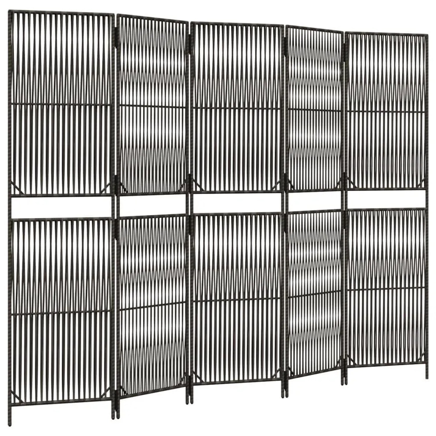 vidaXL Paravent 5 Tlg Grau Poly Rattan 365382