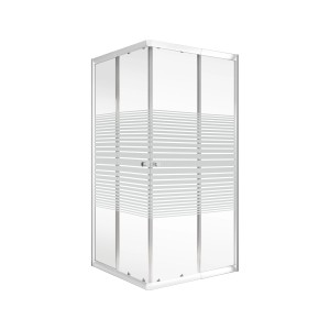 Schulte Eckdusche Sunny, 90x90 cm, Alpinweiß, mit Schiebetür und horizontalen Streifen.