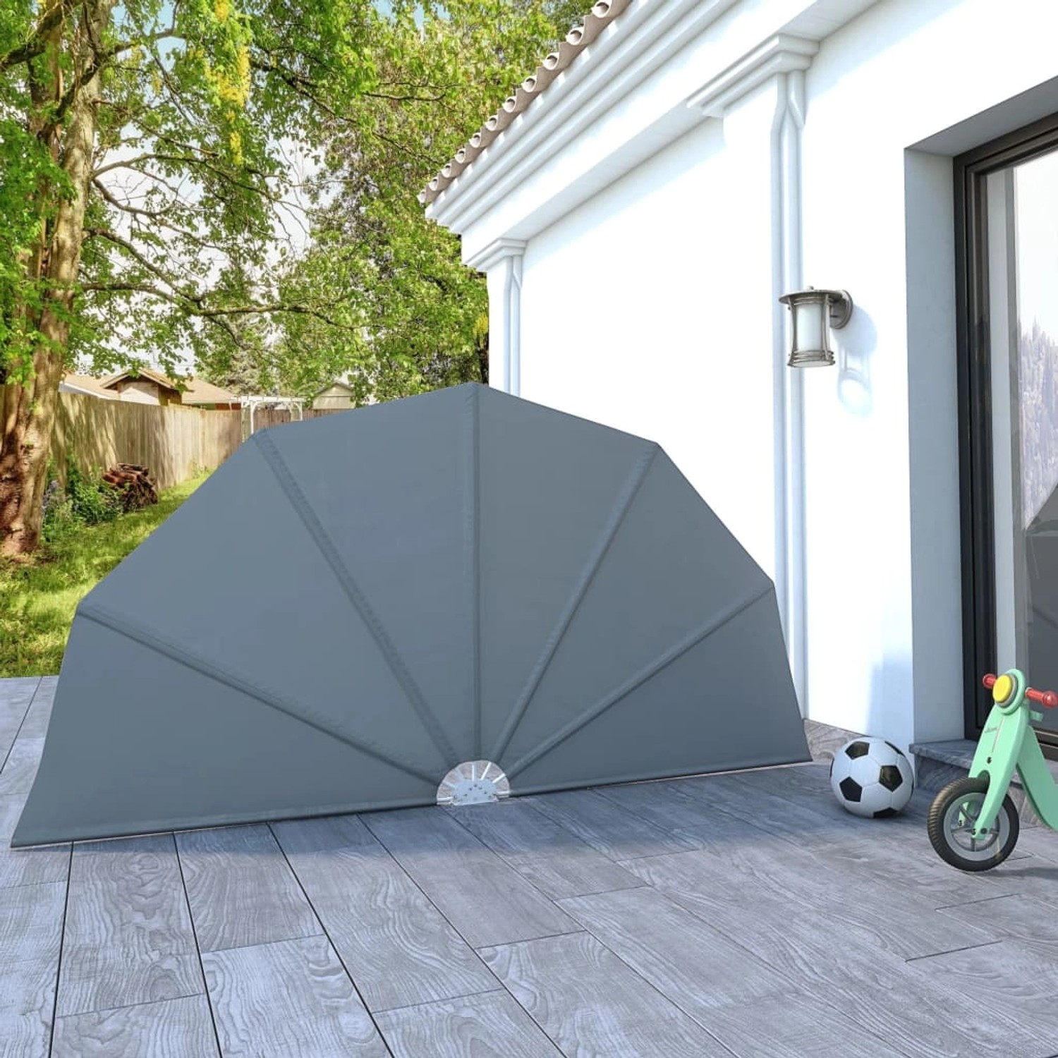 furnicato Faltbarer Terrassen-Seitenfächer Grau 160 cm günstig online kaufen