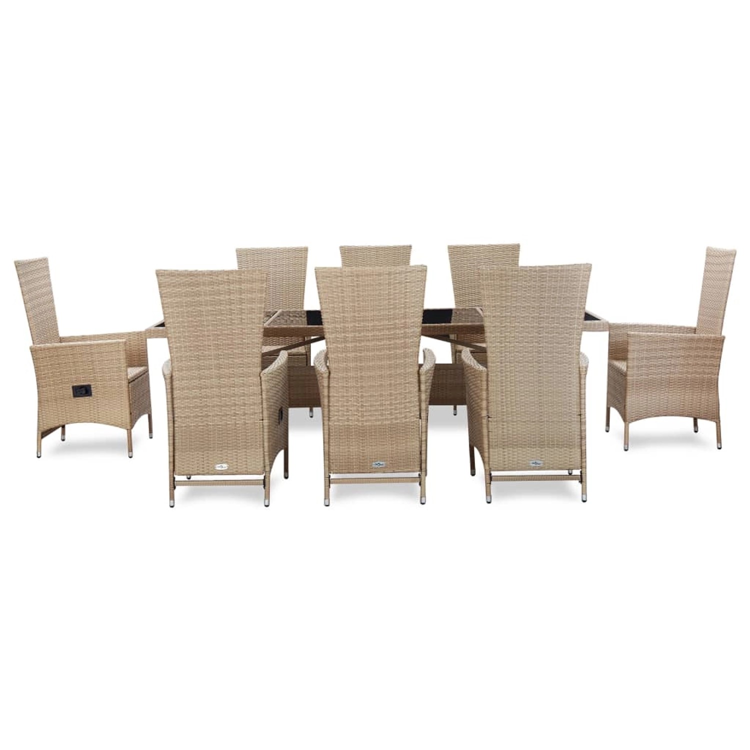 Thumbnail - vidaXL 9-tlg Garten-Essgruppe mit Auflagen Poly Rattan Beige Modell 4