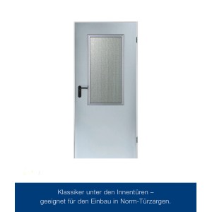 Hörmann ZK Innentür, verzinkt, 100x200 cm, DIN rechts, mit Drückergarnitur und Glaseinsatz.