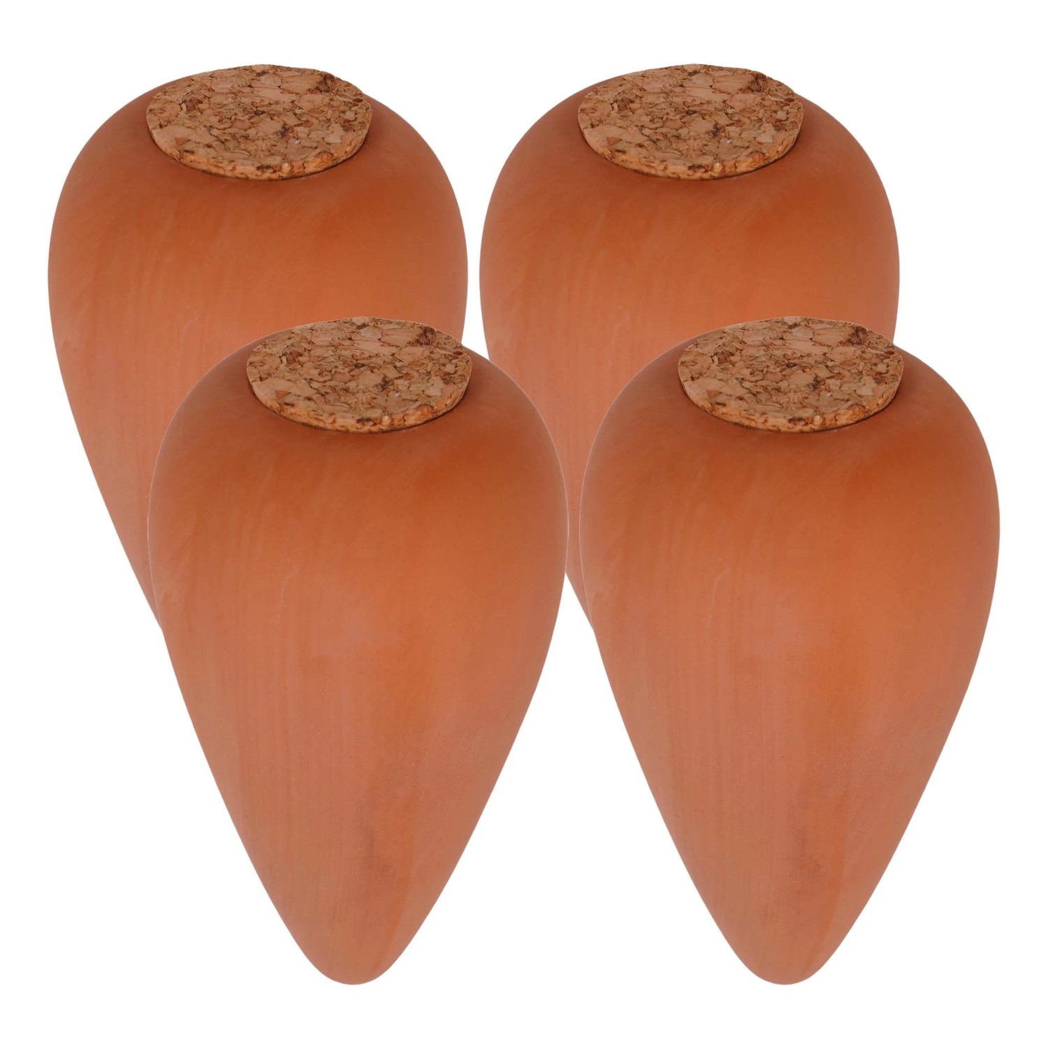 Relaxdays Bewässerungskegel Keramik Natur 4er Set mit Korkdeckel 16 cm x 8 cm 350 ml
