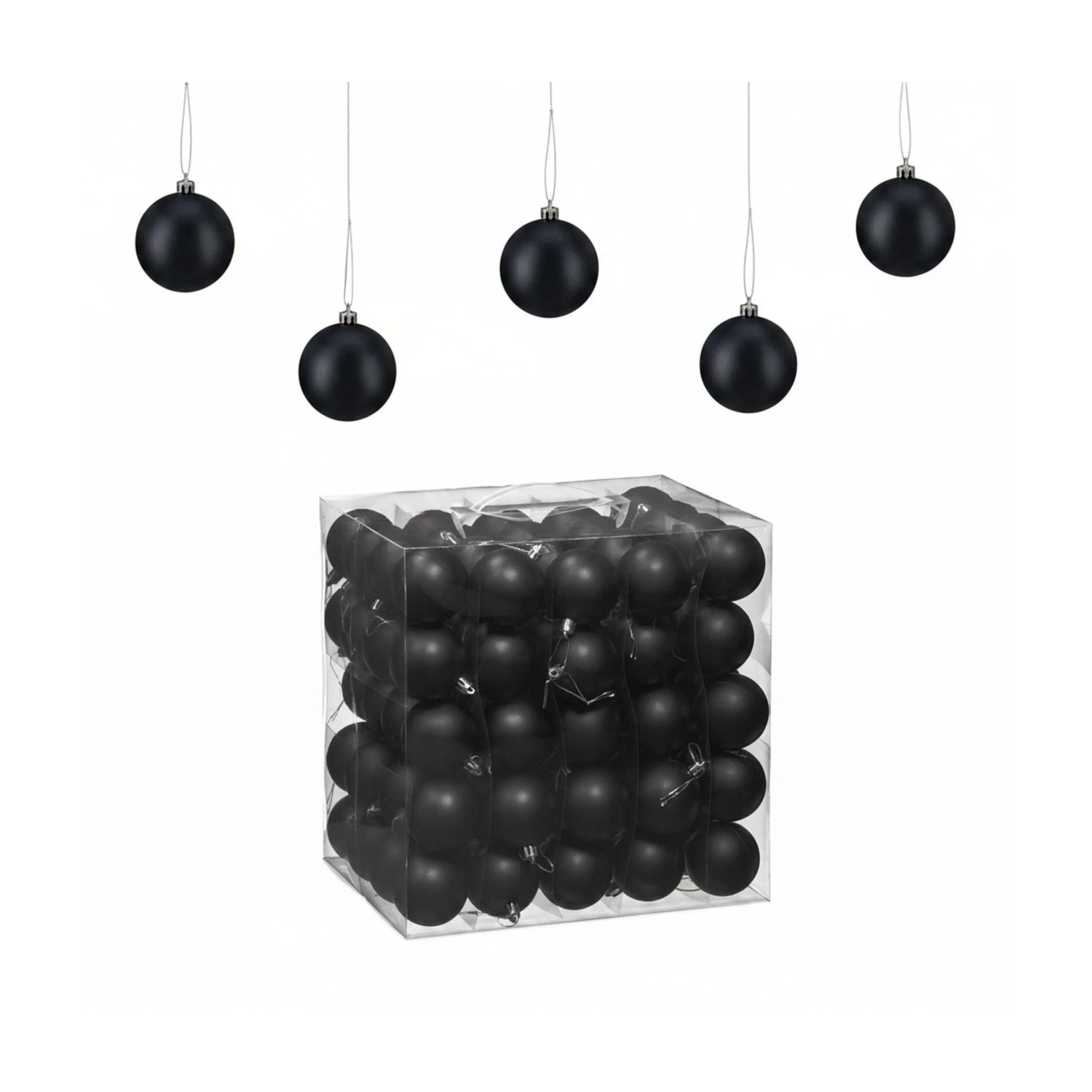 Relaxdays Weihnachtskugeln 100er Set Polystyrol Schwarz Matt 7 cm x 6 cm 7 g