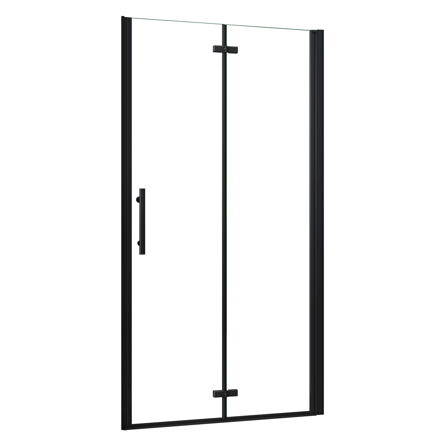 AICA B.110cm x H.185cm Schwarz Nischentür Falttür Pendeltür Duschabtrennung Duschtür Drehtür 6mm ESG Nanoglas Duschkabin...