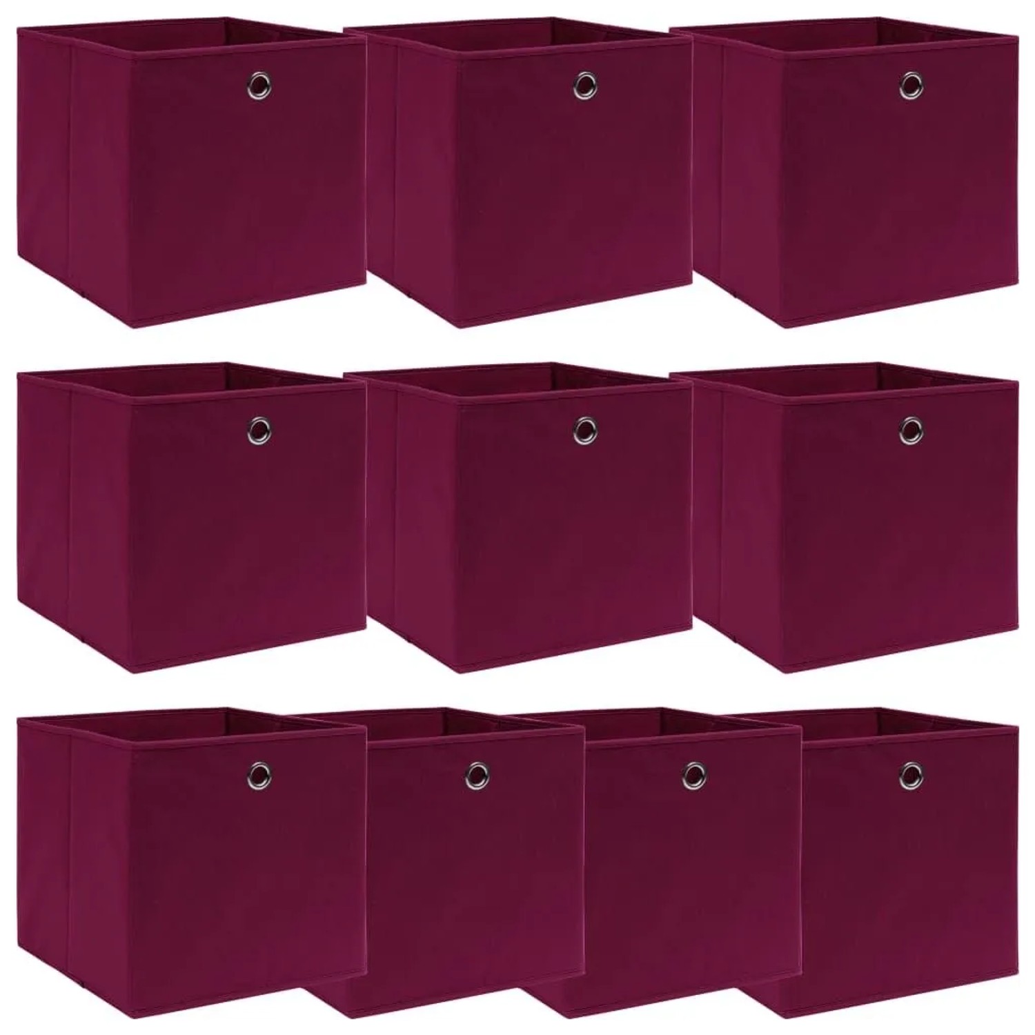 vidaXL Aufbewahrungsboxen 10 Stk Dunkelrot 32x32x32 cm Stoff 288343