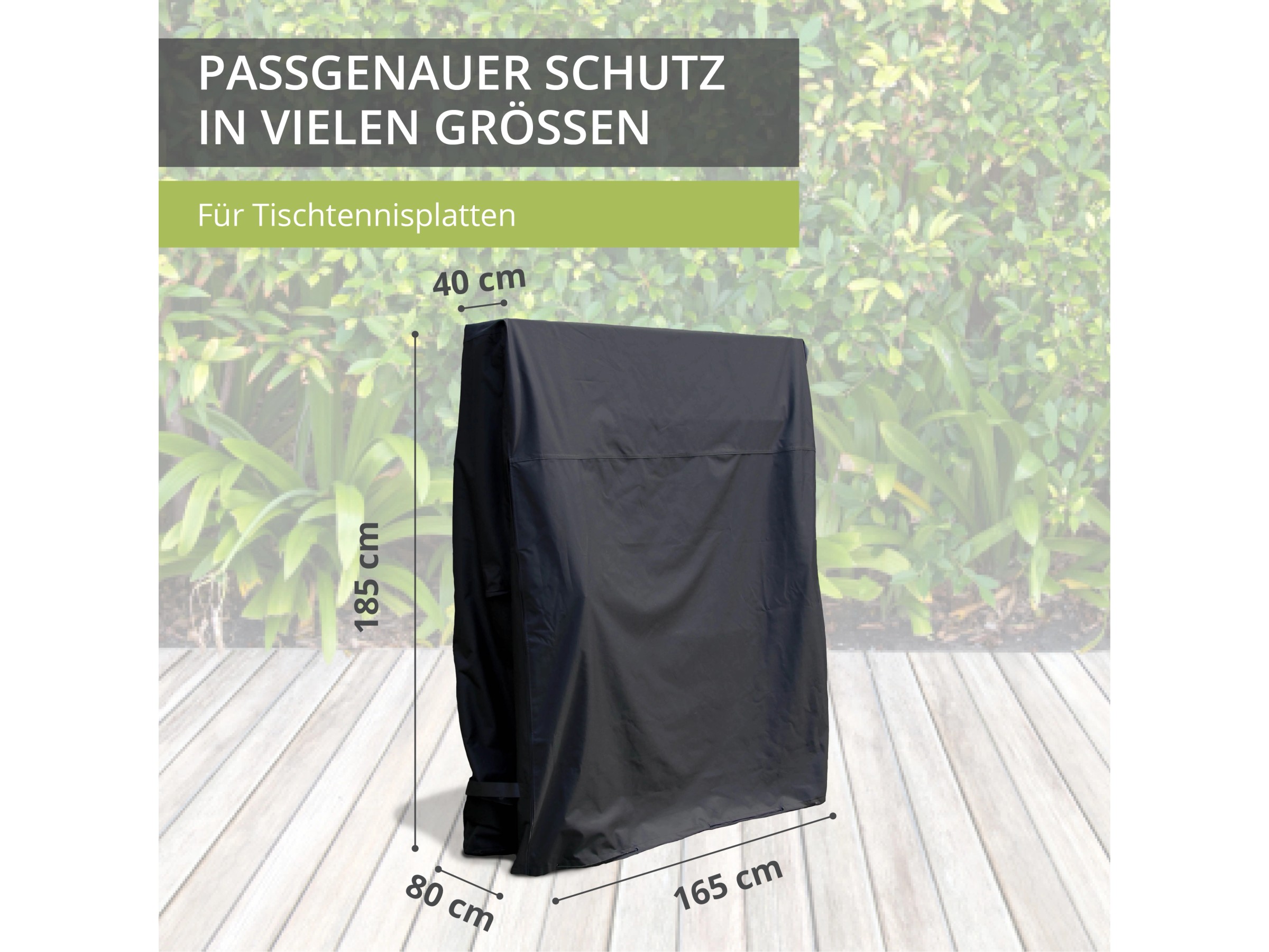 ISAKEN Tischtennisplatte Abdeckung - 600D Oxford, Wasserdicht 165×70×185cm