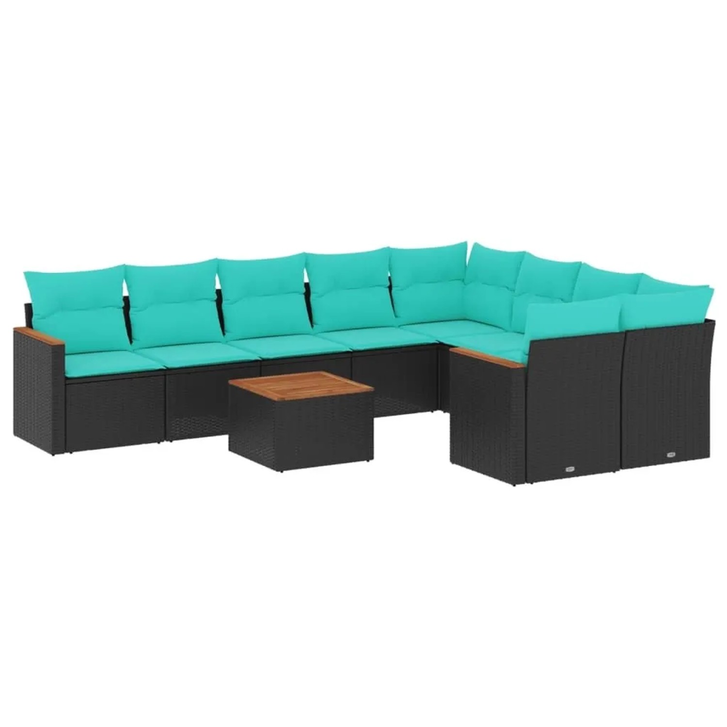 vidaXL 10-Tlg Gartensofa-Set mit Kissen Schwarz Polyrattan 3226309 günstig online kaufen