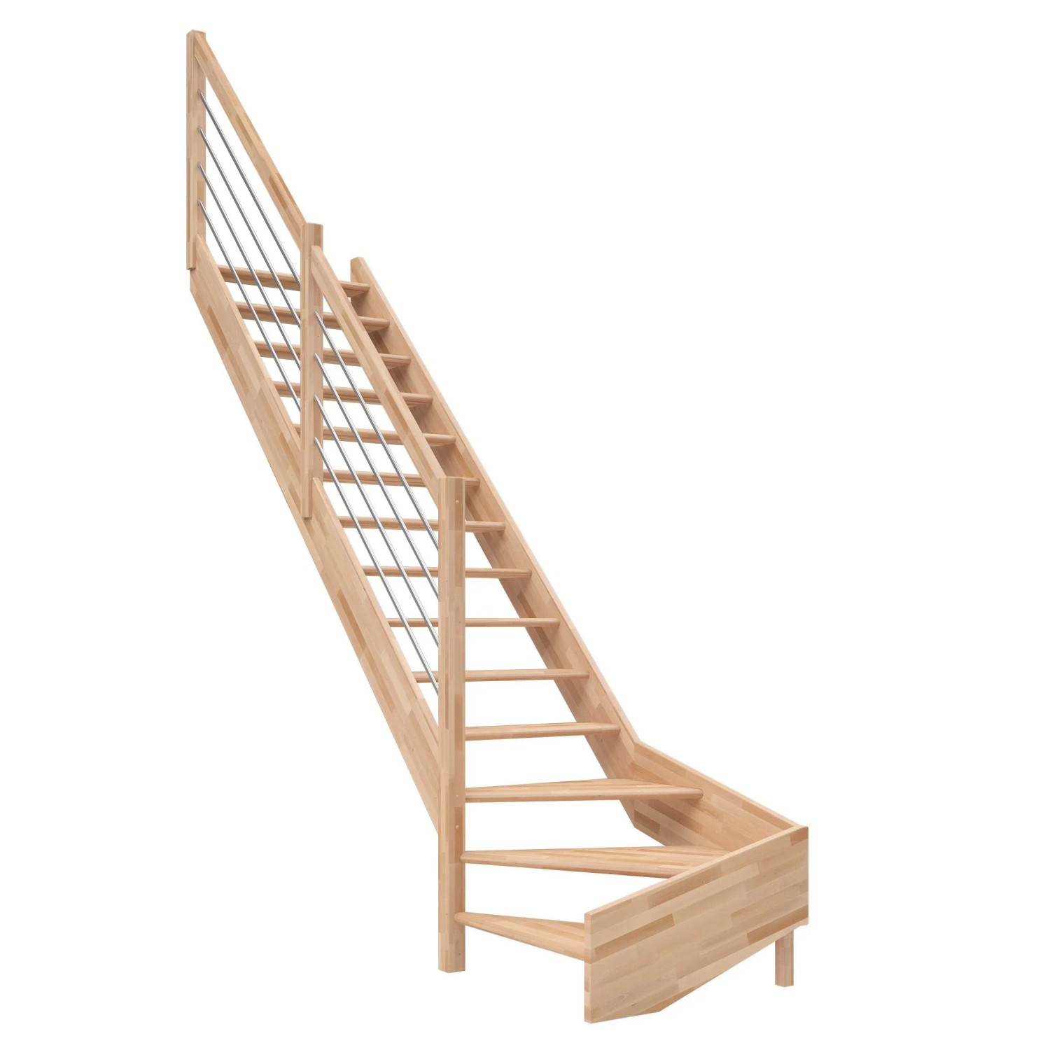 Dolle Raumspartreppe Paris 1/4-gew. Links 83,5 cm Buche lackiert E-Geländer FSC®