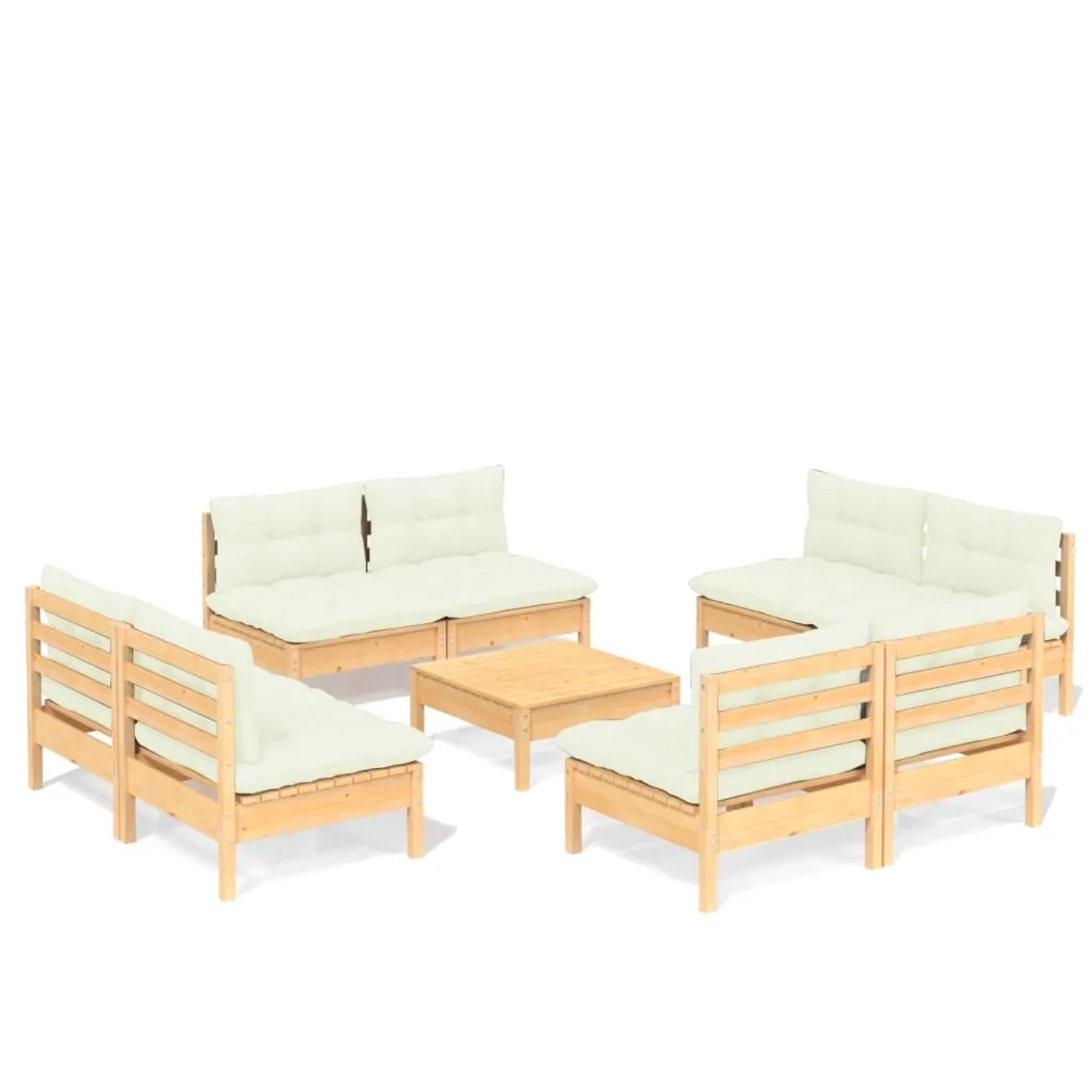 vidaXL 9-Tlg Garten-Lounge-Set mit Creme Kissen Kiefernholz 3096046 günstig online kaufen