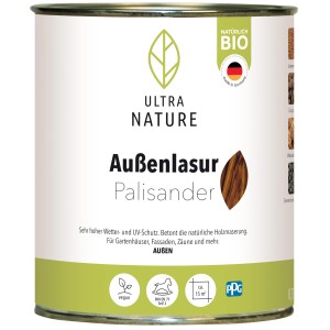 Ultra Nature BIO Außenlasur Palisander 0,75l für Holzschutz im Außenbereich.