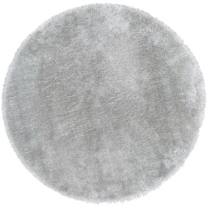 Rundes, hellgraues Sitzkissen Lambskin aus Kunstfell, 40x40 cm. Flauschige Kissen für Stühle.