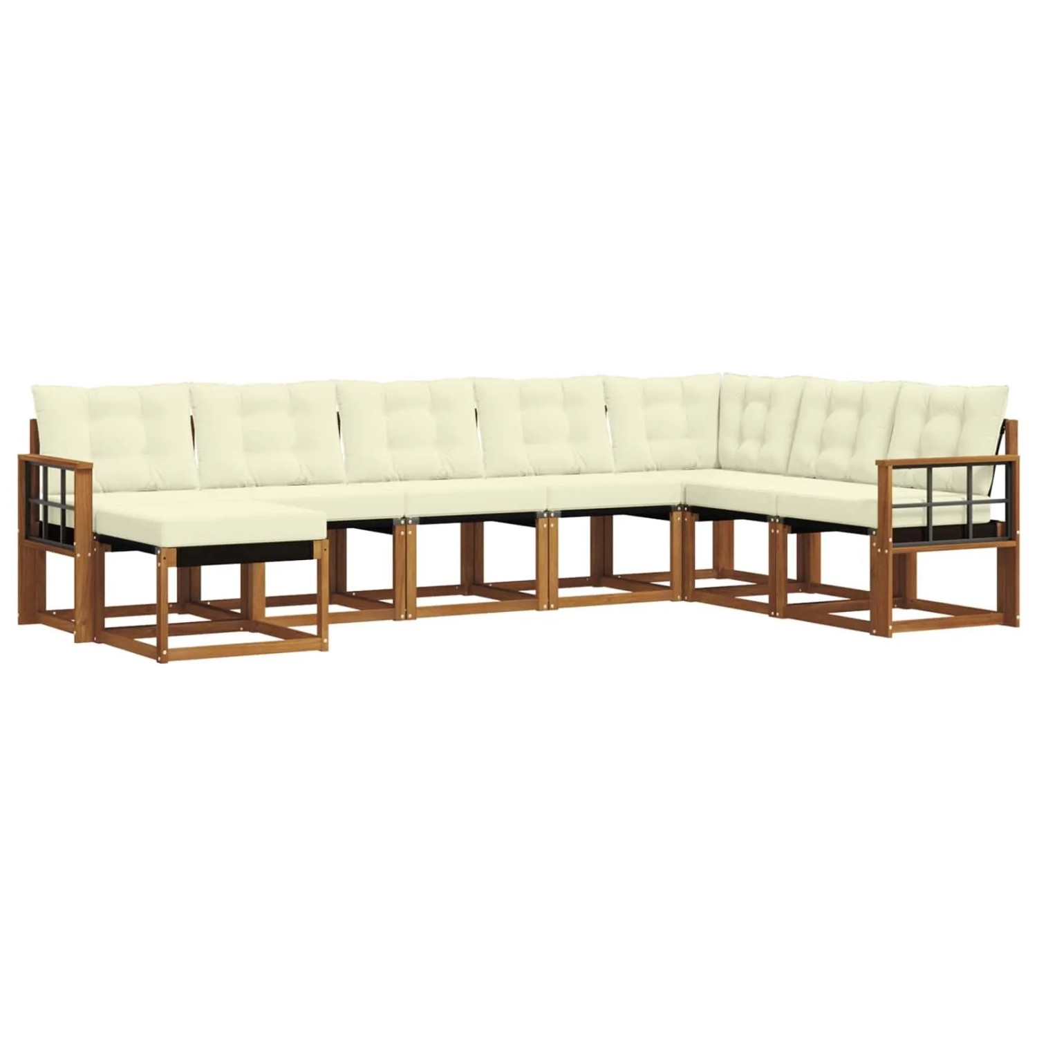 vidaXL Outdoor-Sofagarnitur mit Kissen 8-Tlg Natur und Creme 3368957