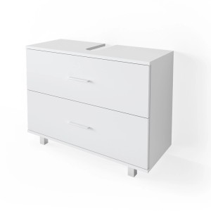 Weißer Vicco Waschbeckenunterschrank Ilias (80 cm) mit zwei Schubladen und Griffen.