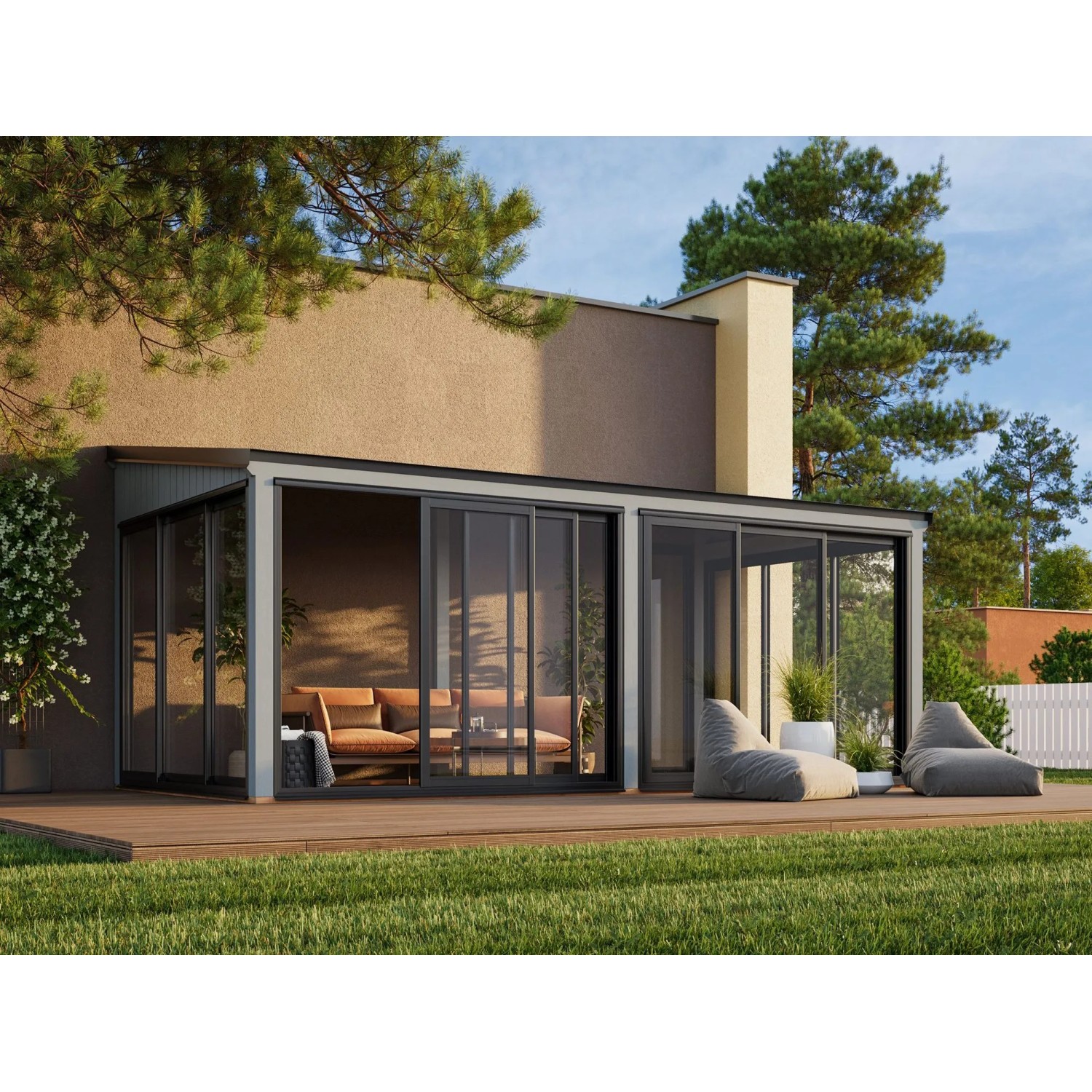 Palmako Holz-Gartenhaus Lumi Slide Pultdach Lackiert 582 cm x 297 cm 16,2 m²
