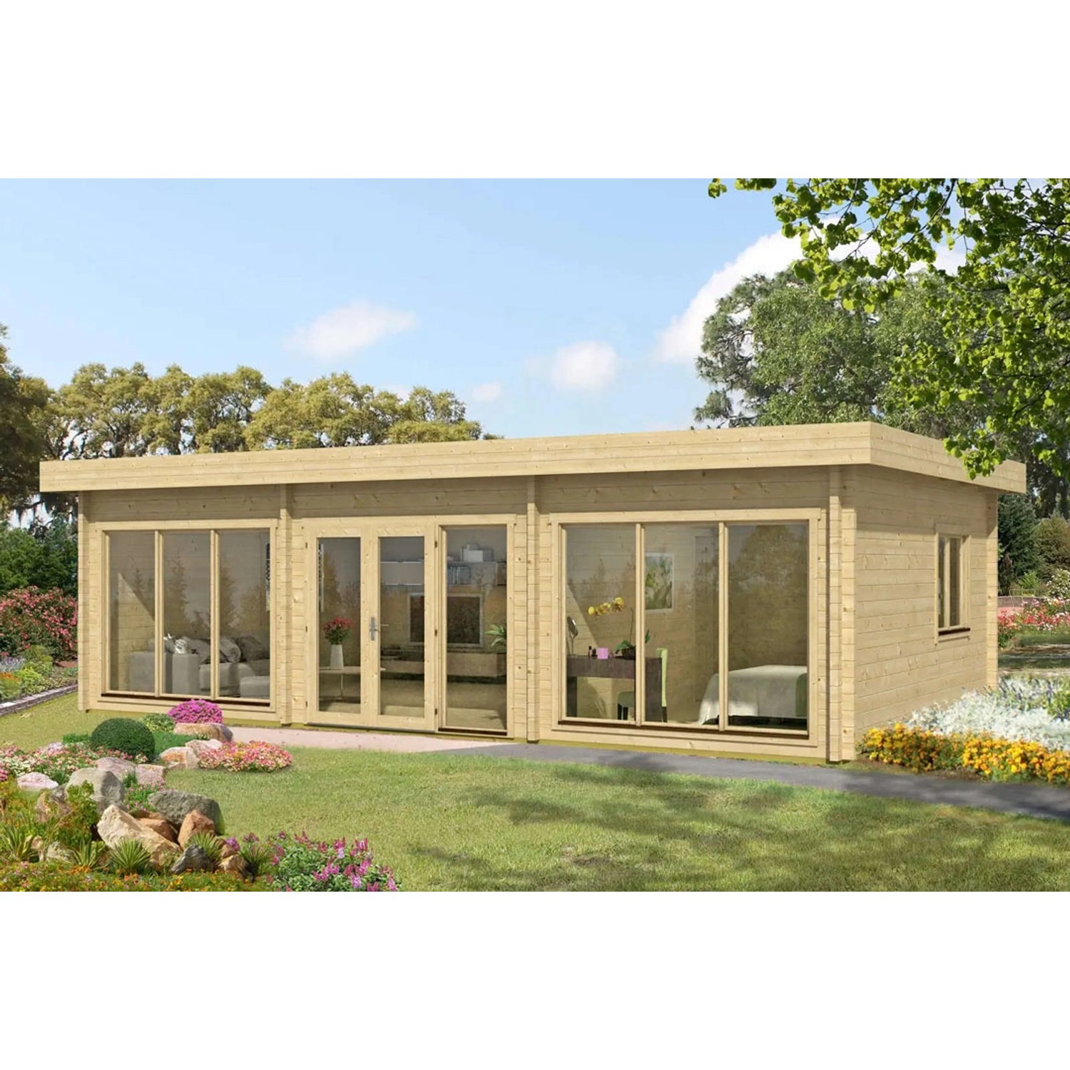 Alpholz Gartenhaus Campus-70 Flachdach Unbehandelt 925 cm x 579 cm günstig online kaufen