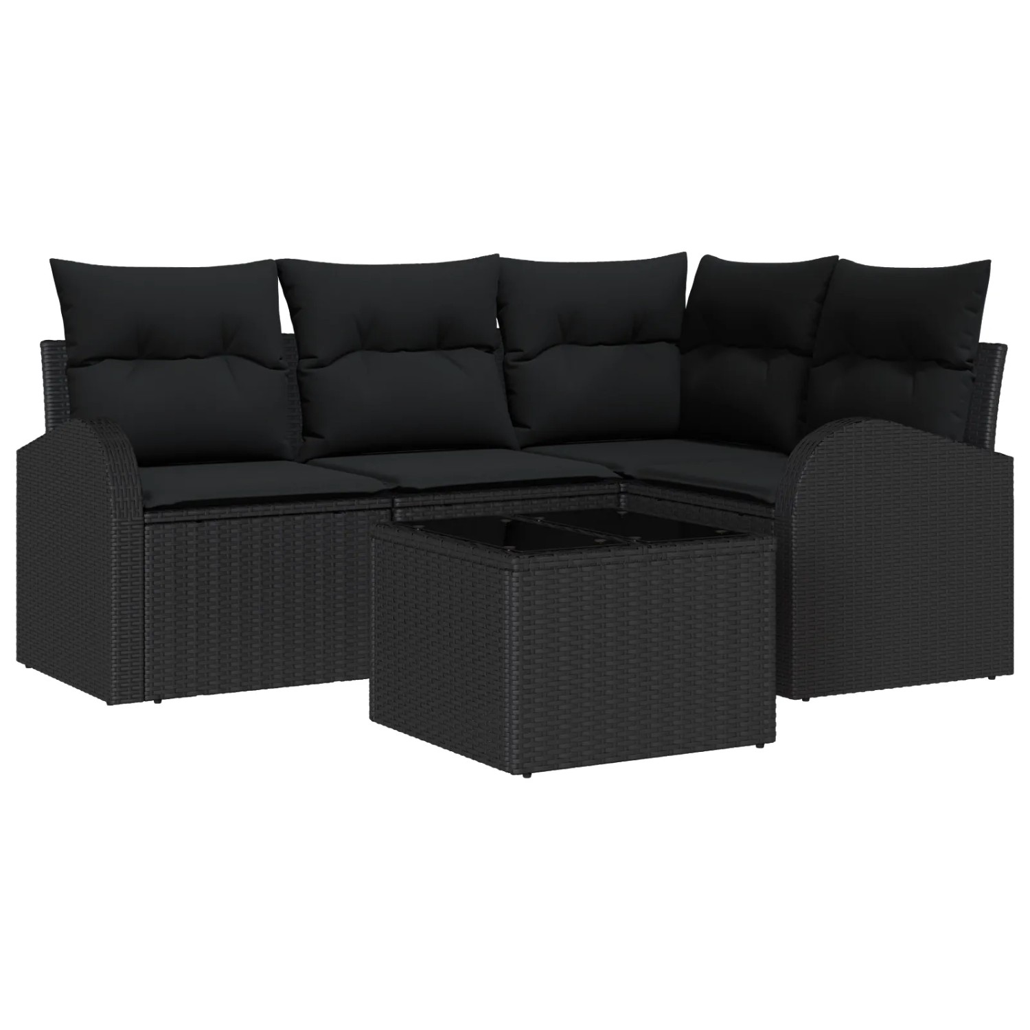 Thumbnail - vidaXL Garten-Sofa-Set mit Kissen 5-Tlg Schwarz Poly Rattan 3354702