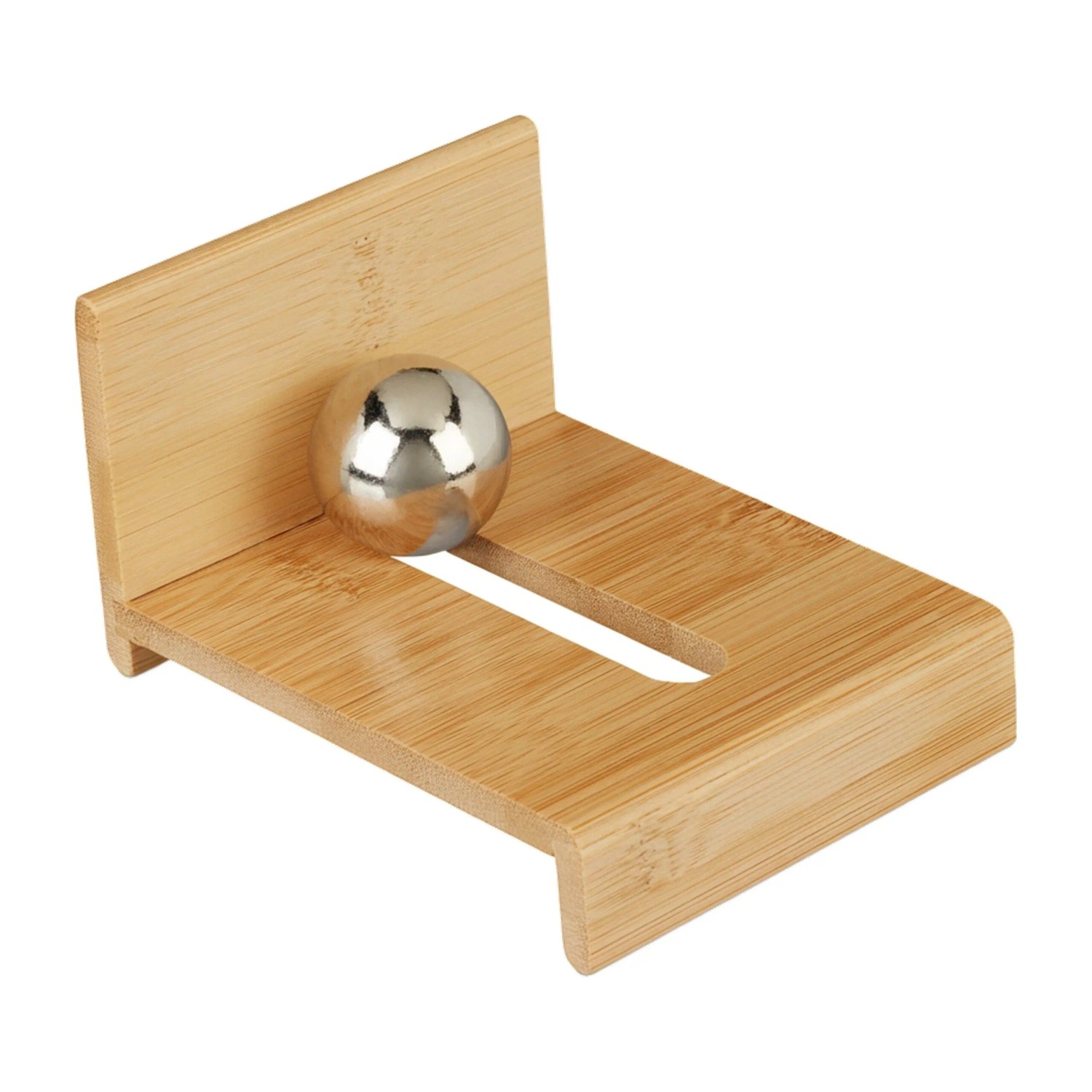Relaxdays Visitenkartenhalter Bambus Natur mit Kugel 7 cm x 10 cm x 12 cm 270 g