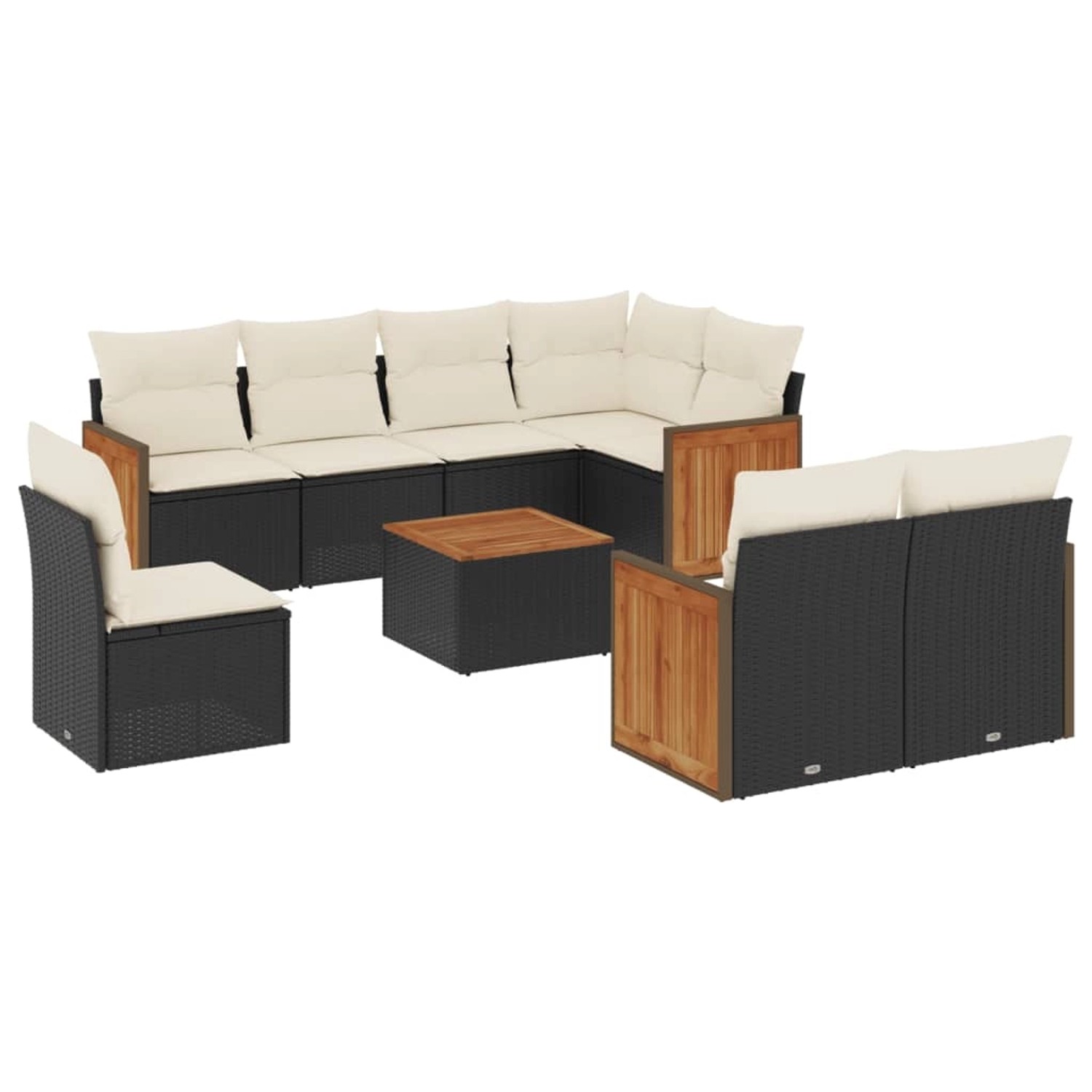 vidaXL 9-Tlg Garten-Sofagarnitur mit Kissen Schwarz Poly Rattan 3227848 günstig online kaufen