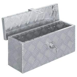 DELUKE Aluminiumbox Mit Deckel Abschließbar Alubox Deichselbox Alu Anhängerbox Werkzeugkiste Transportbox Metallkiste 48,5x14x20cm Silber
