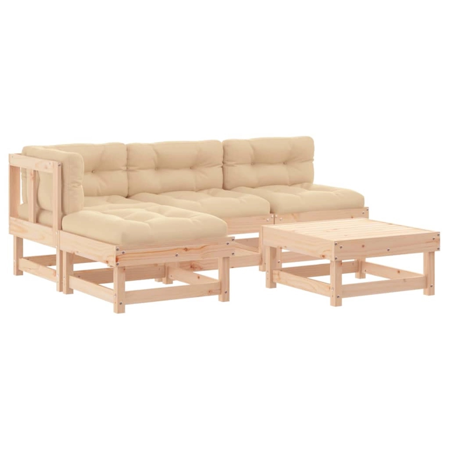 vidaXL 5-Tlg Garten-Lounge-Set mit Kissen Massivholz 3186039