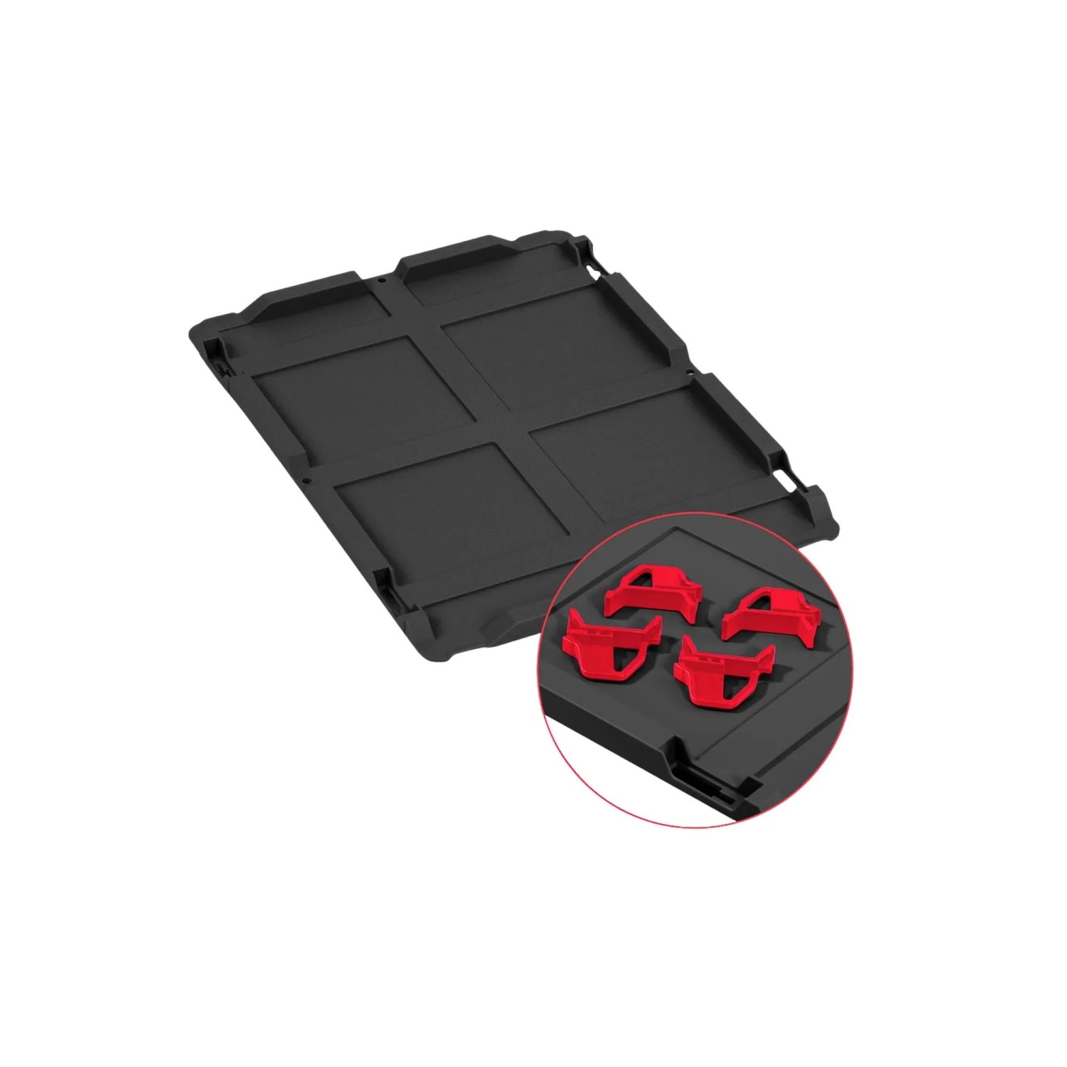 PROREGAL Eurobox Deckel, schwarz, mit roten Griffen. Auflagedeckel für Euroboxen, Aufbewahrungsboxen.