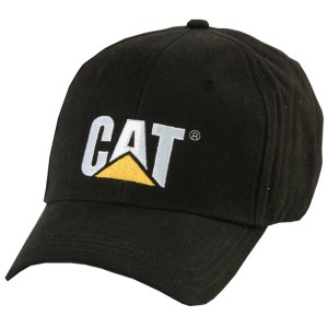 Schwarze Cat Schirmmütze aus Baumwolle mit gesticktem Logo für Arbeitskleidung.