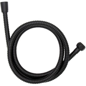 Schwarzer Wenko Edelstahl Duschschlauch, 150 cm lang, mit Standardanschluss.