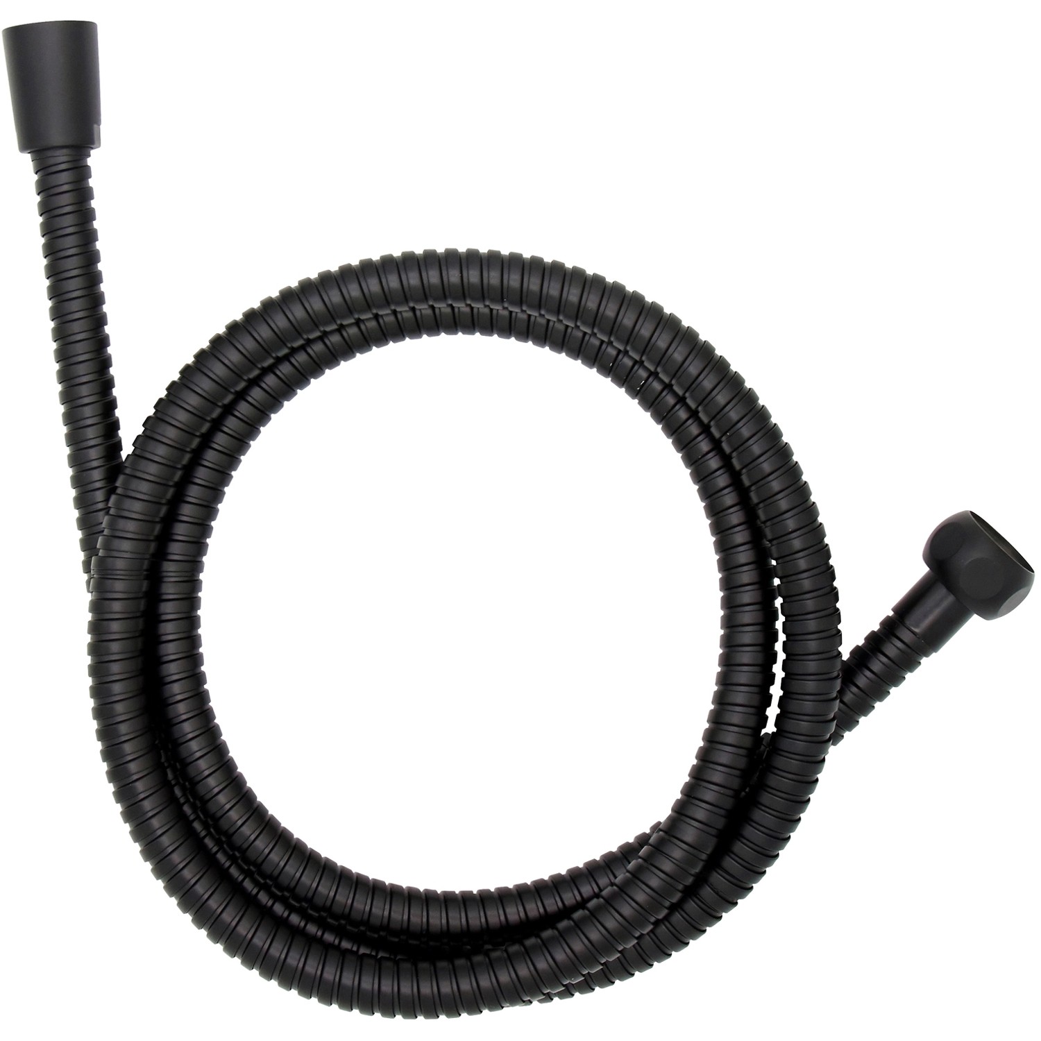 Schwarzer Wenko Edelstahl Duschschlauch, 150 cm lang, mit Standardanschluss.