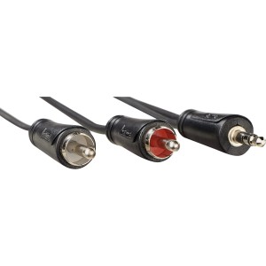 Schwarzes Hama Audio-Kabel: 3,5 mm Klinke auf 2 Cinch-Stecker, 1,5 m.