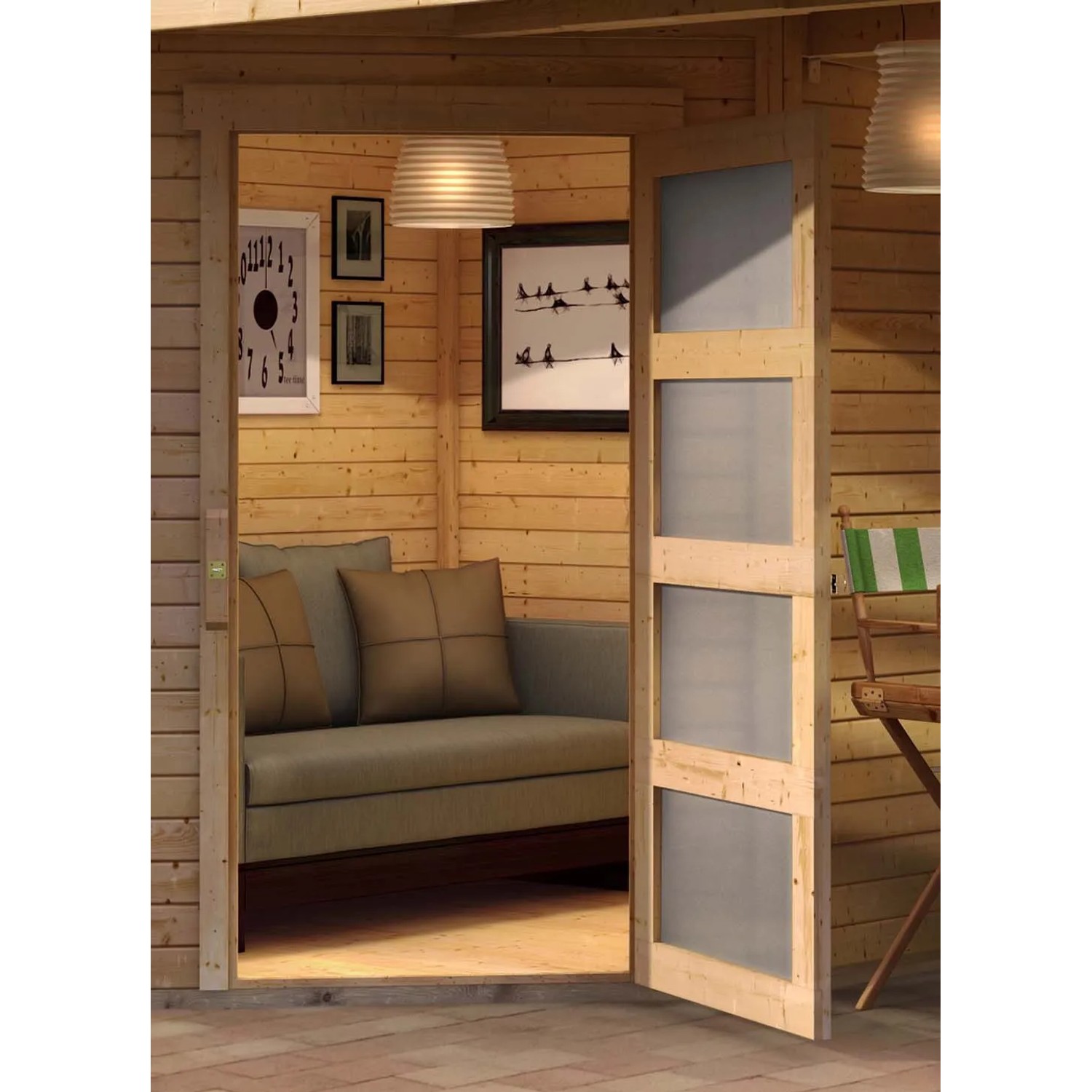 Karibu Holz-Gartenhaus Linköbing Natur Pultdach Unbehandelt 238 cm x 242 cm_5