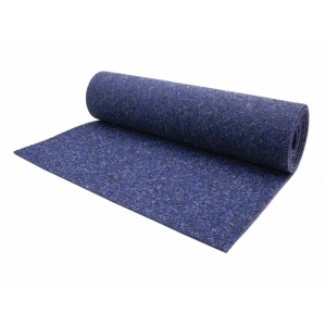 Gerollter, dunkelblauer Primaflor Nadelfilz Merlin Teppichboden als Meterware.
