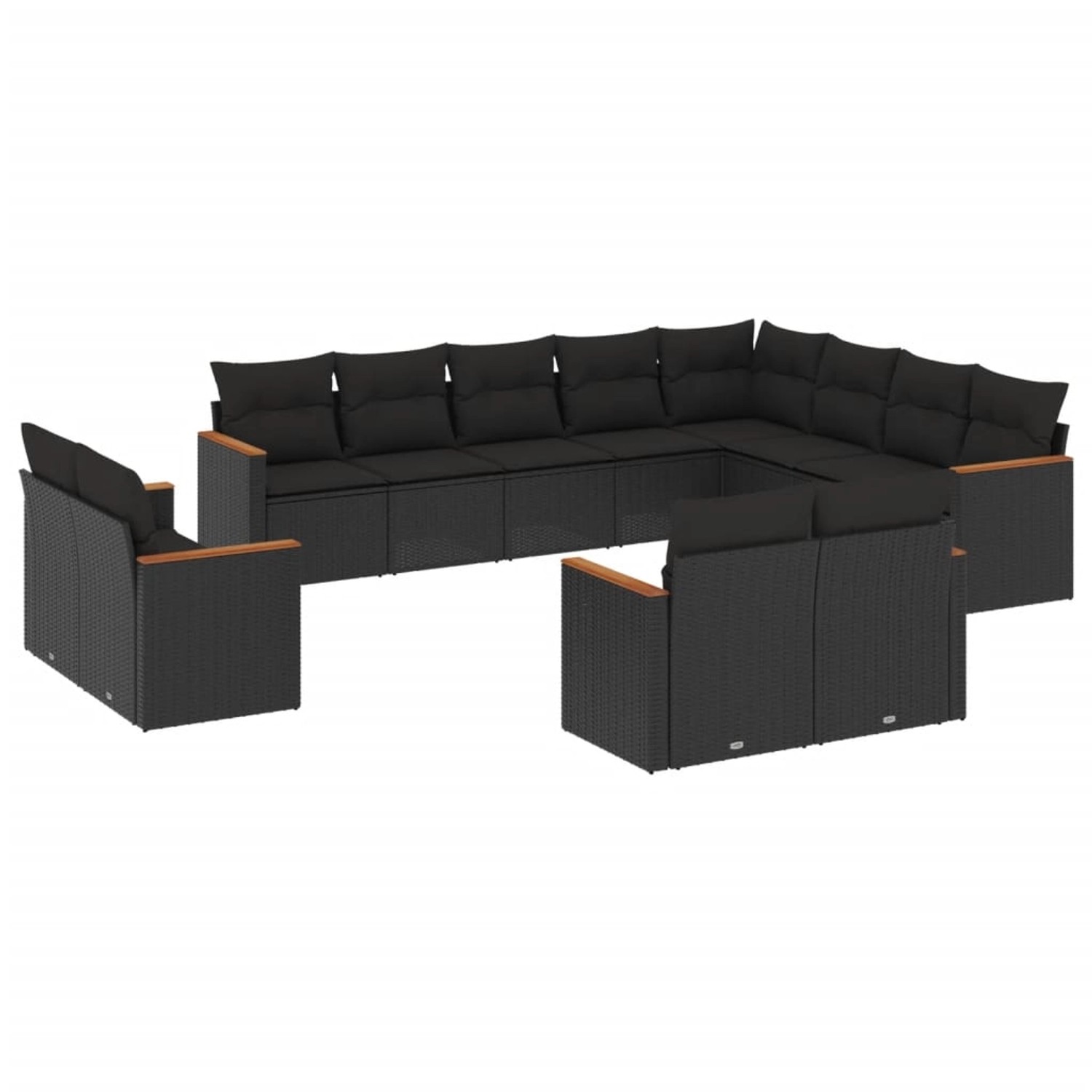 vidaXL 12-Tlg Garten-Sofagarnitur mit Kissen Schwarz Poly Rattan 3258912 günstig online kaufen