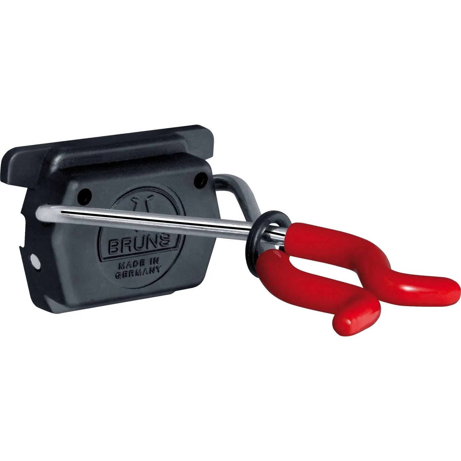 Bruns Gerätehalter schwarz-rot für Werkstatt und Garten. Sicherer Halt für Handstielgeräte, Spannbereich 0-50 mm.