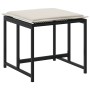 VidaXL Gartenhocker 4er Set, schwarz, mit cremefarbenen Kissen. Sitzhocker aus Polyrattan und Stahl.