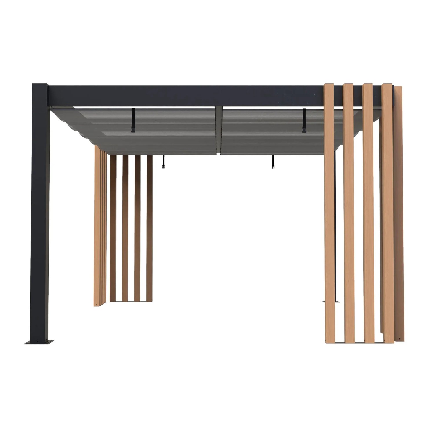 Sojag Pavillon Lito 1012 mit Sonnensegel Schwarz-Grau 378,5 x 302,3 x 234,5 cm