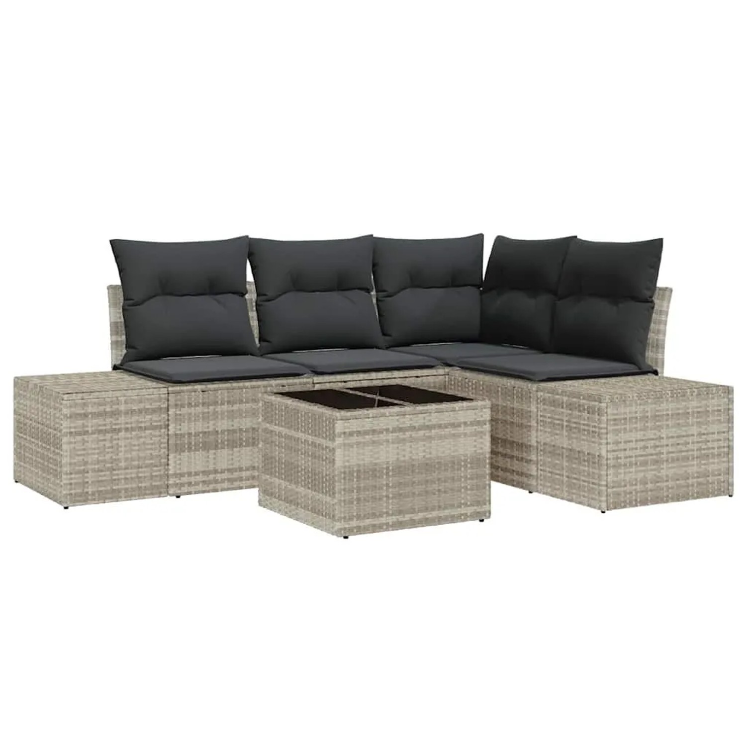 vidaXL Gartensofa-Set mit Speicher Hellgrau Poly-Rattan 3355721 günstig online kaufen