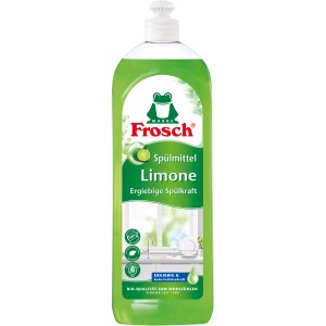 Frosch Spülmittel Limone, 750ml Flasche mit grünem Etikett.