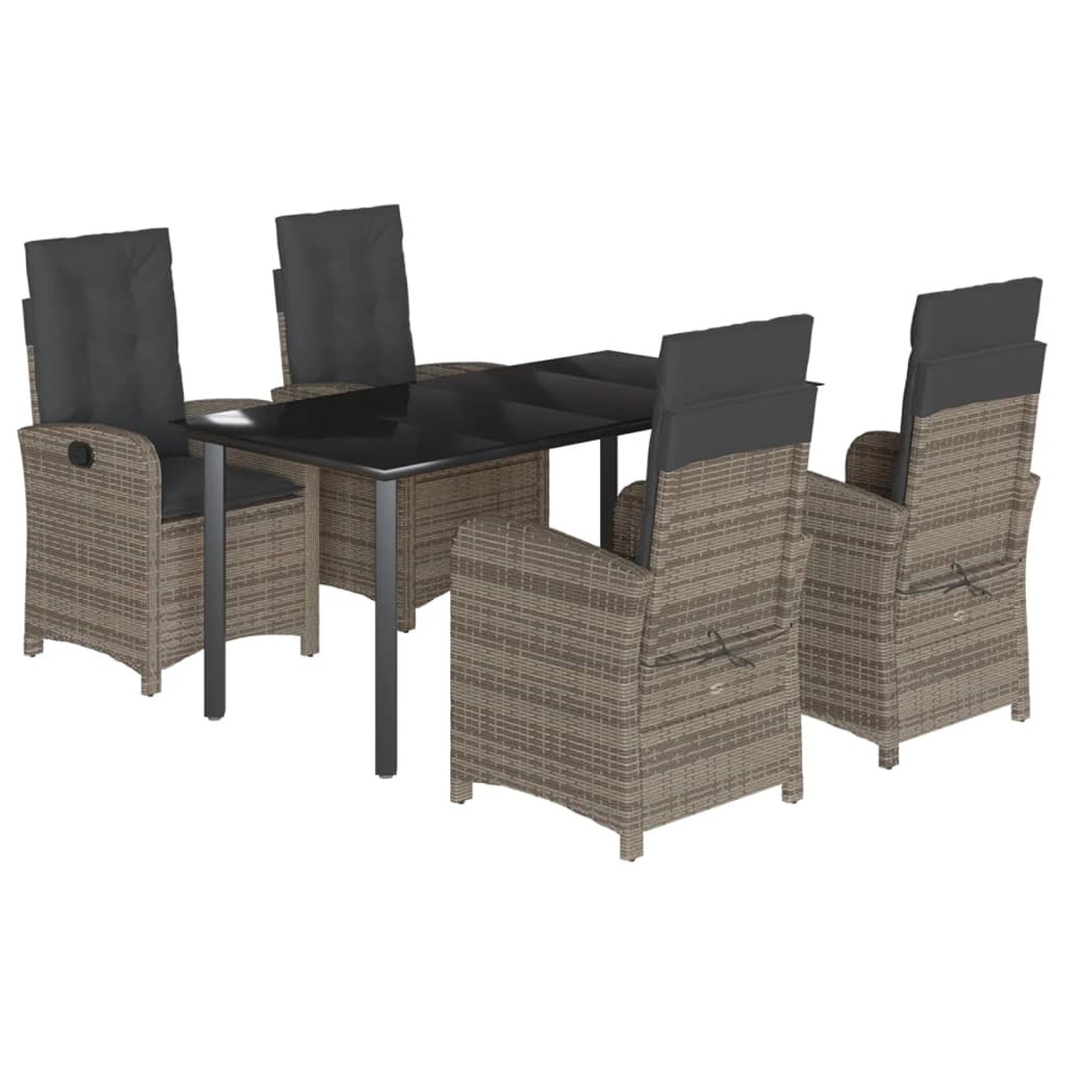 vidaXL 5-Tlg Garten-Essgruppe mit Kissen Grau Poly Rattan 3212364 günstig online kaufen