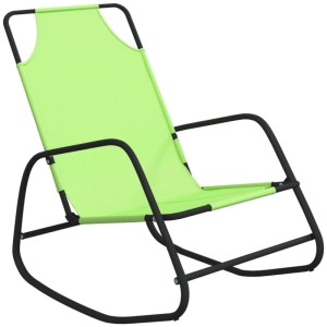 Grüne Furnicato Schaukelliege (2er-Set) aus Stahl und Textilene. Bequeme Sonnenliege für Garten und Terrasse.