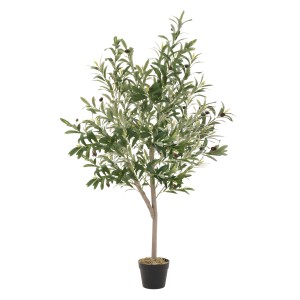 ML-Design künstlicher Olivenbaum, 150 cm, mit Oliven und Naturholzstamm im Topf.