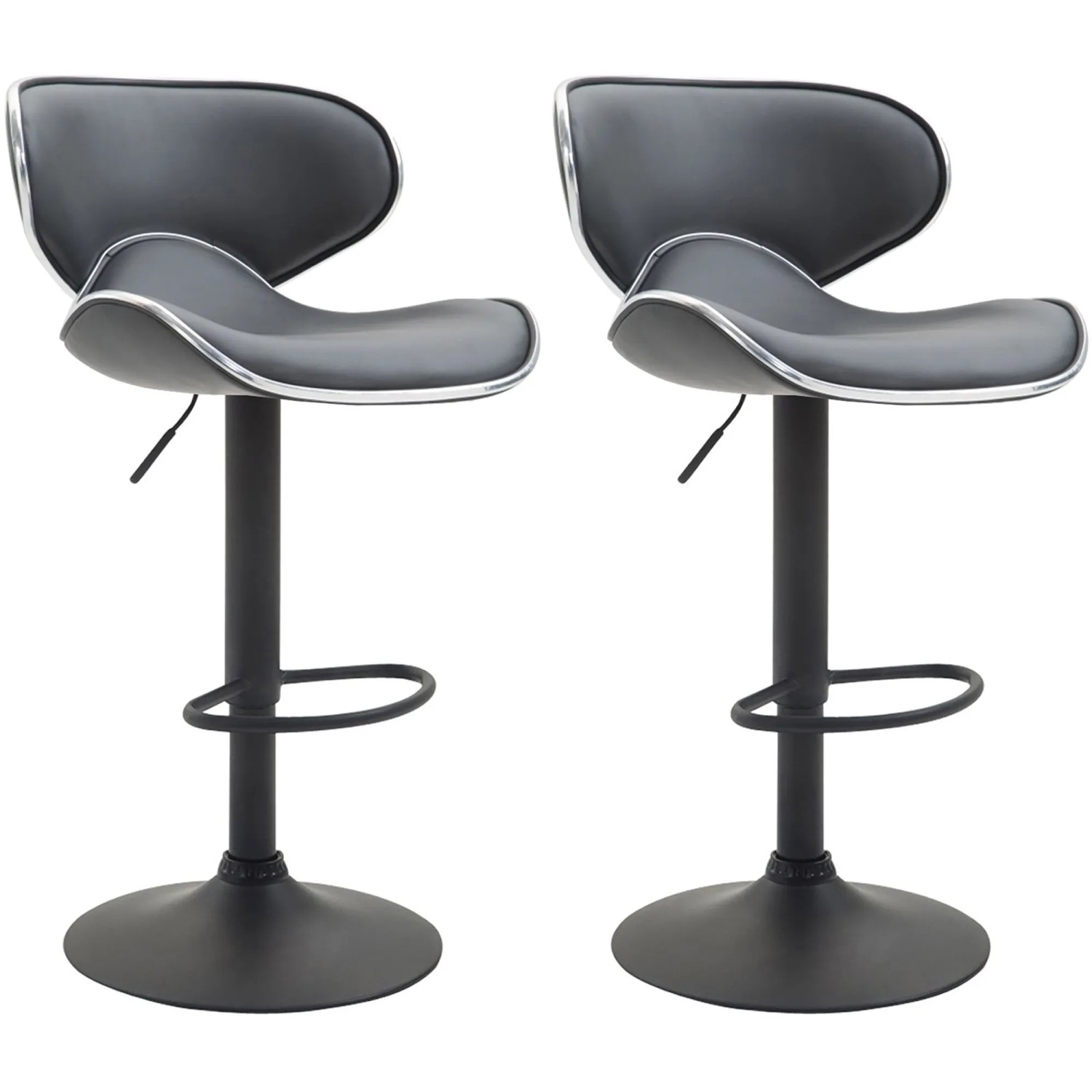 CLP 2er Set Barhocker Las Vegas Kunstleder Grau/Schwarz